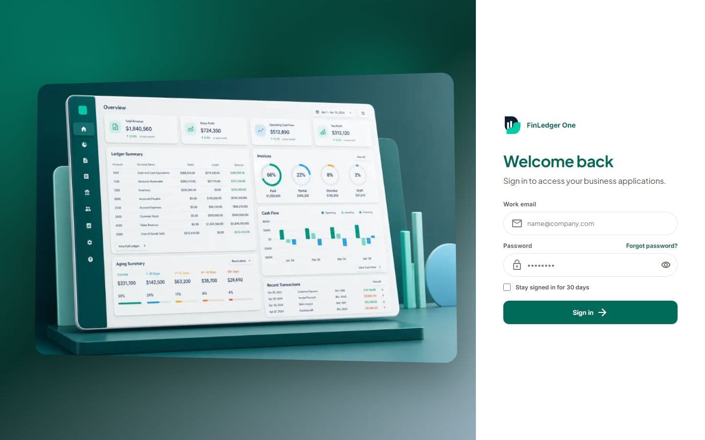 FinLedger One finance platform